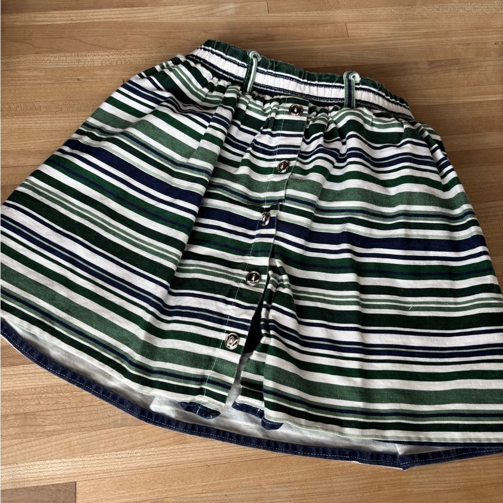 Vintage Made in USA Skort Striped Green and Blue